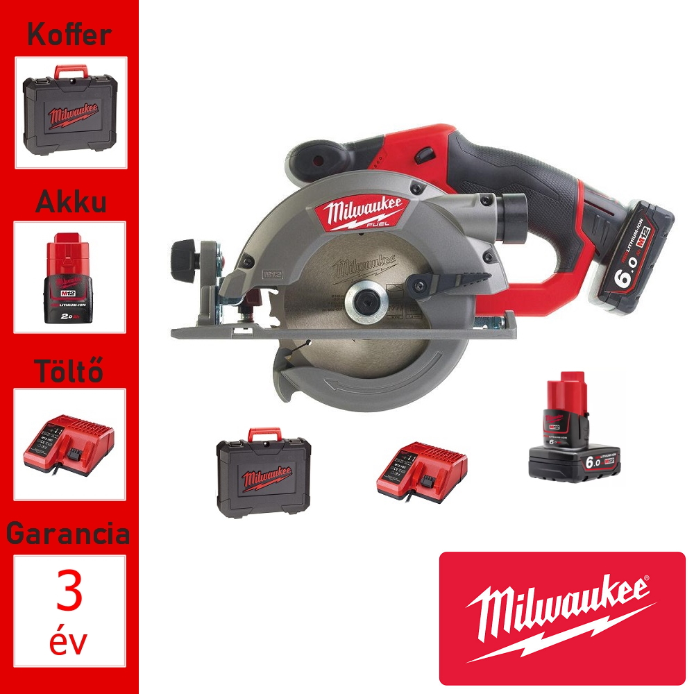 Milwaukee 12V akkus körfűrész 140mm + 2 akku, töltő, koffer